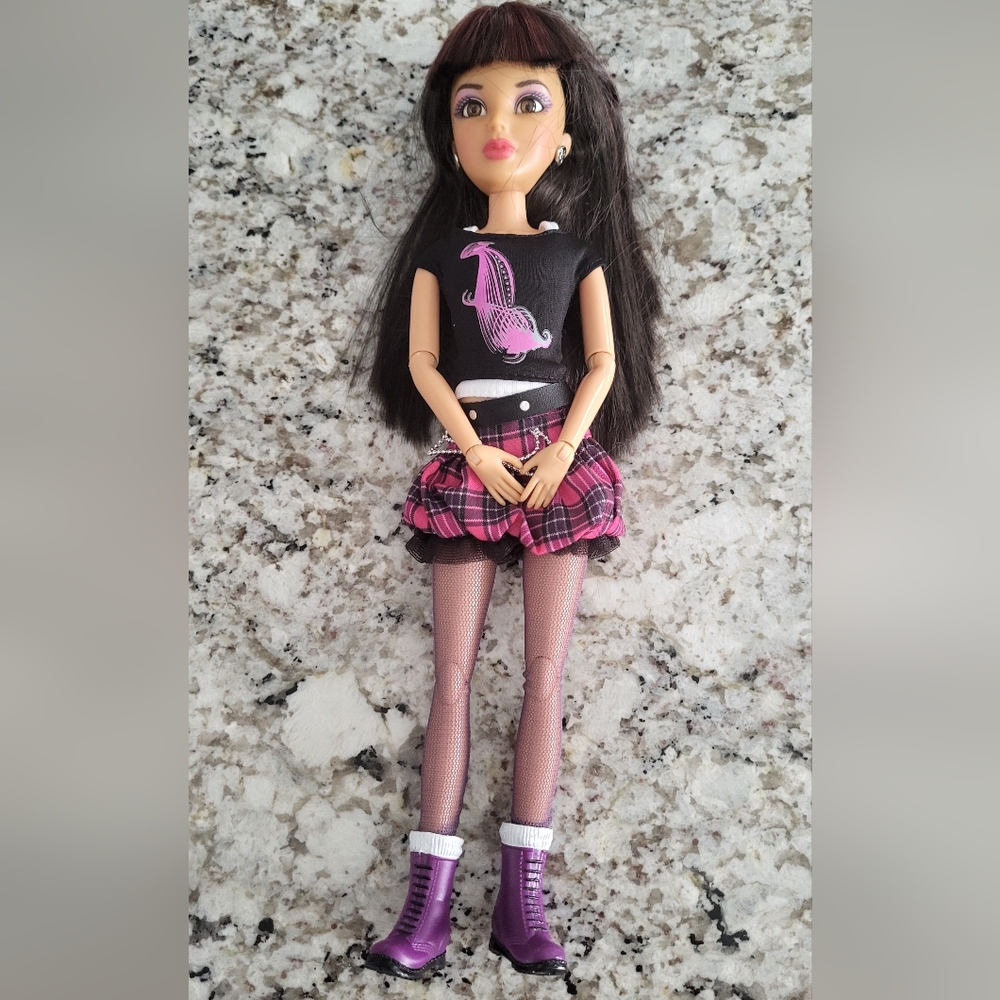 LIV Spin Wonderland Doll with Black Top and Plaid Skirt.  Preppy